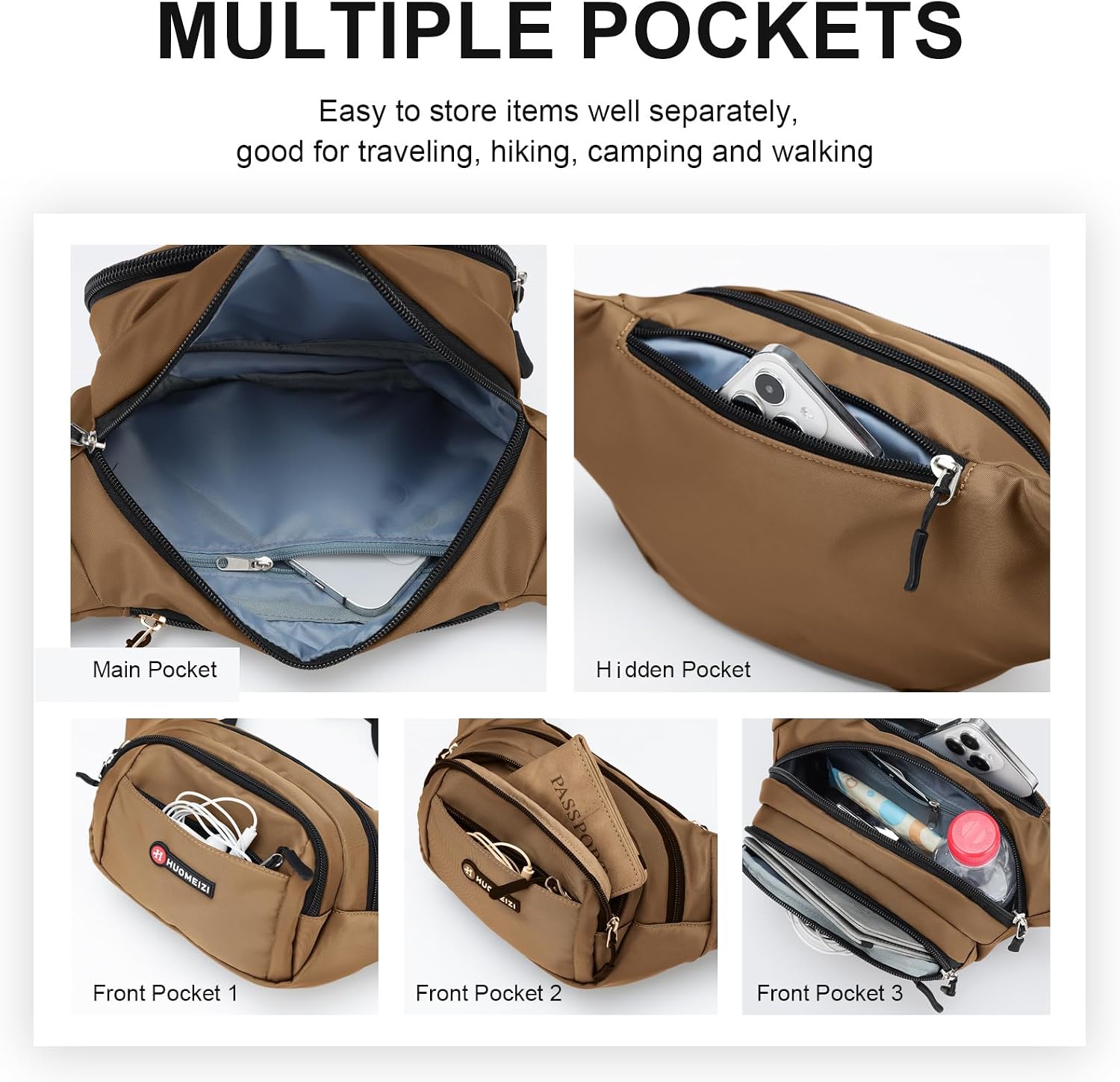 Fanny Pack Men Women Plus Size with Extender Strap 70",Extra Large Crossbody Waist Bag with Adjustable Belt, Fashion Hip Bum Bag for Outdoors Workout Traveling Casual Hiking Walking Cycling
