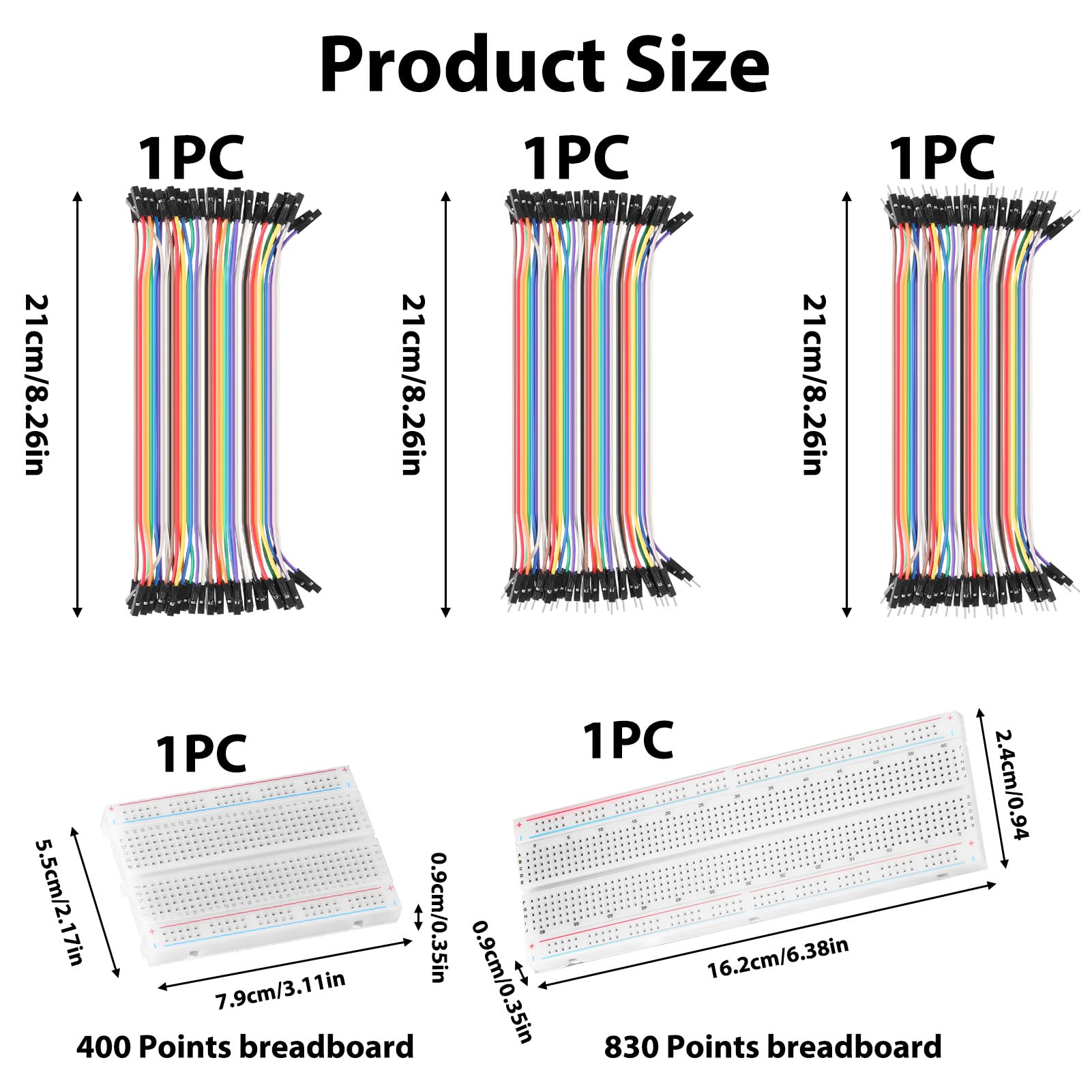 Breadboard Set 400 & 830 punti con cavo Dupont 40 pin jumper Wire (maschio, femmina, M-F), scheda elettronica senza piombo per progetti Arduino e Raspberry Pi breadboard ju