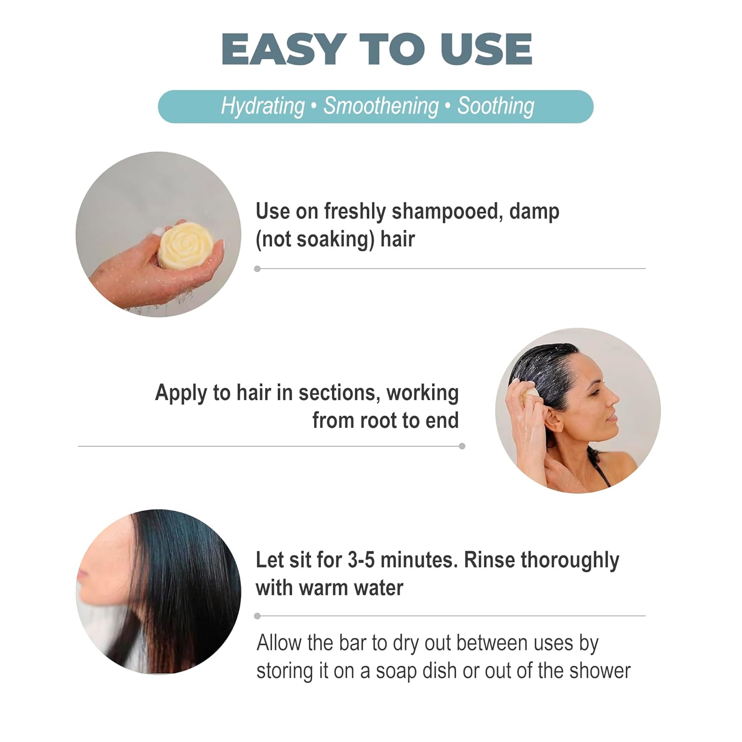 Organic Conditioner Bar For Damaged Hair | Repair & Nourish | Unscented, Softening, Moisturizing | Shea, Argan & Jojoba Oils - Handmade in USA for Women and Men - Image 6