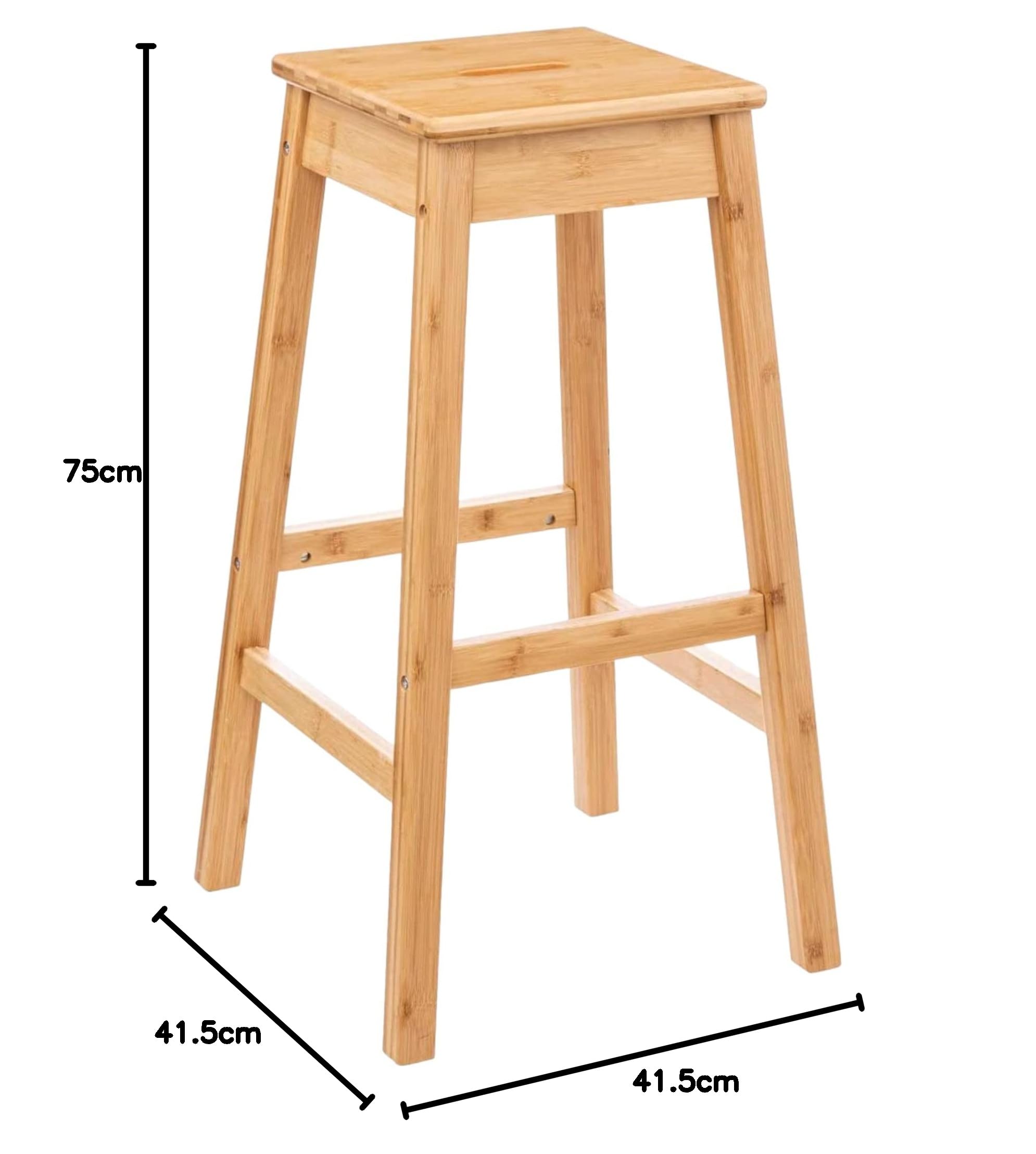 TIENDA EURASIA - Taburete Alto de Cocina, Taburete Cuadrado de Bambú, Taburetes Altos de Cocina, Medida 41,5 x 41,5 x 75 cm