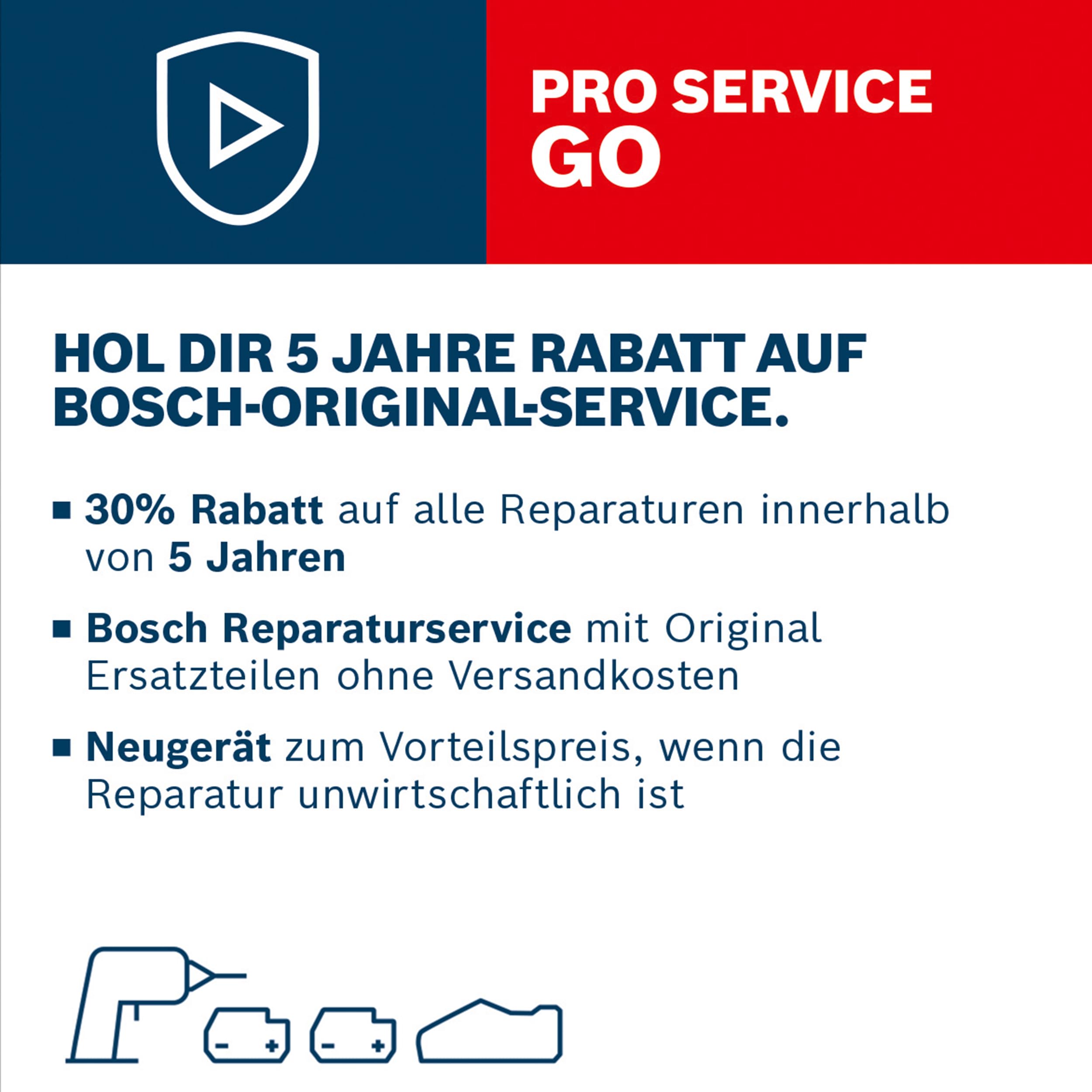 Bosch PRO Service: 5 Jahre Rabatt auf Bosch Reparaturservice für Professional Werkzeuge | Aktivierungscode per Email
