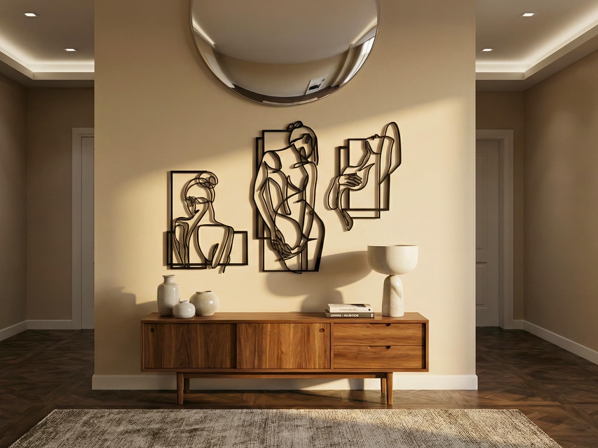 VAILLA Wand Deko Line Art Holz 3D – Wandbild Schlafzimmer Wohnzimmer Büro
