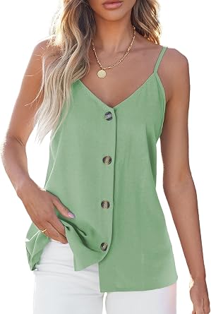 BLENCOT Women Summer Tank Tops Casual V Neck Strappy Loose Beach Sleeveless Shirts Blouses