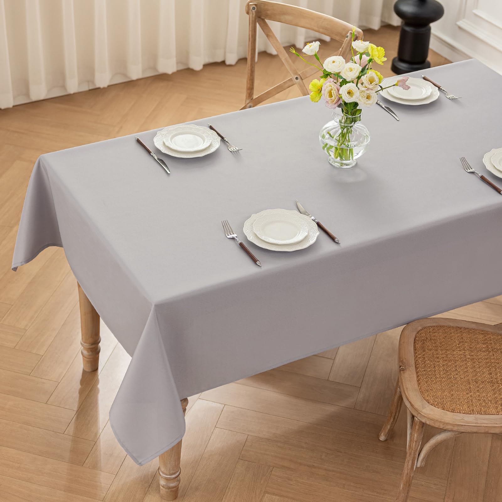 Moonooda Tischdecke, Tischdecken Abwaschbar 180g/㎡ Tischtuch aus Polyester Wasserabweisend mit Lotuseffekt, Dauerhaft Kratzfest für Wohnzimmer, Esszimmer, Balkon, Garten