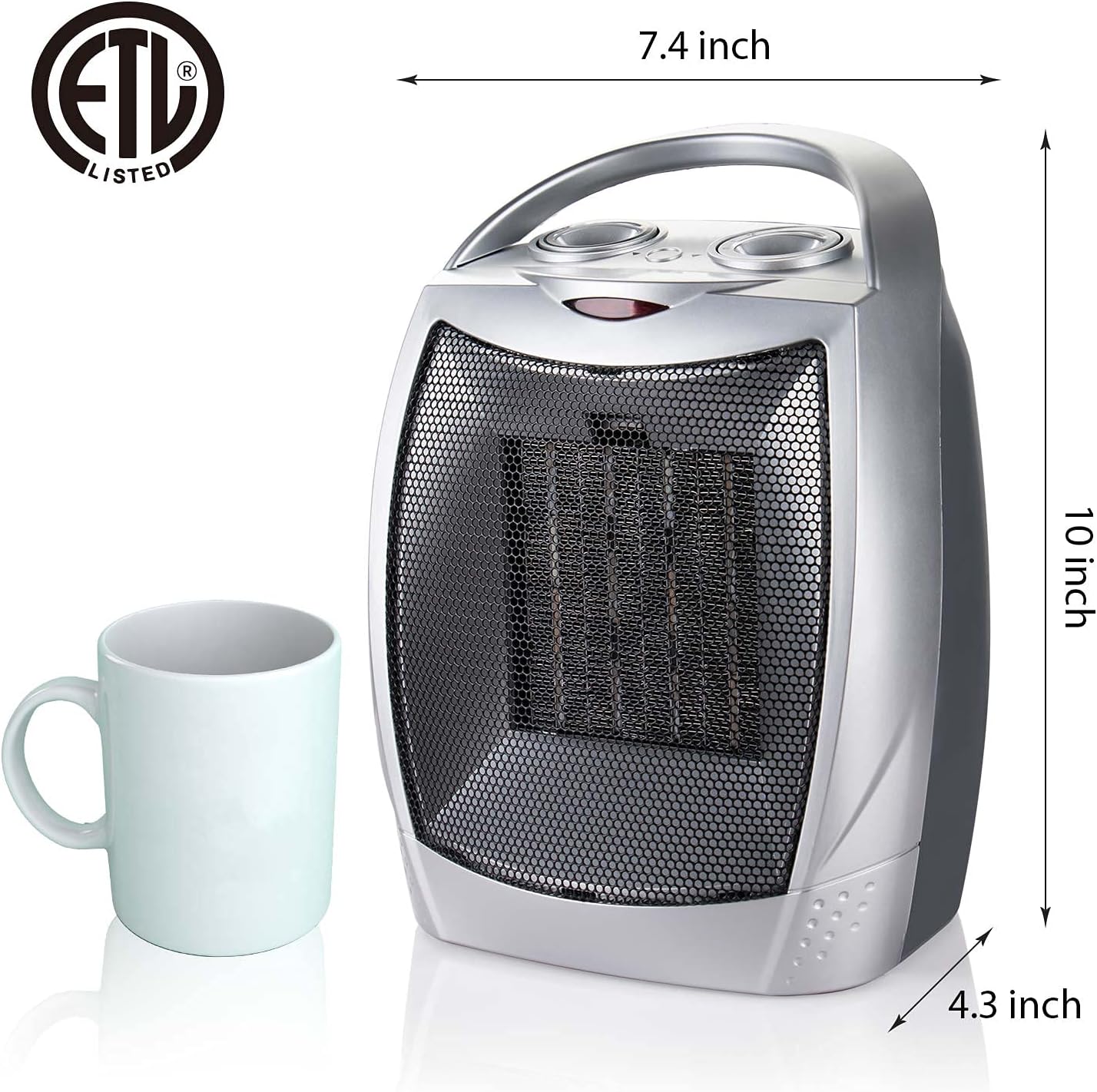 Portable Electric Heater Space Heaters for Indoor Use with 3 Modes Small Mini Heater with Thermostat for Desk Office Bedroom Bathroom Desktop Floor Use 750W/1500W