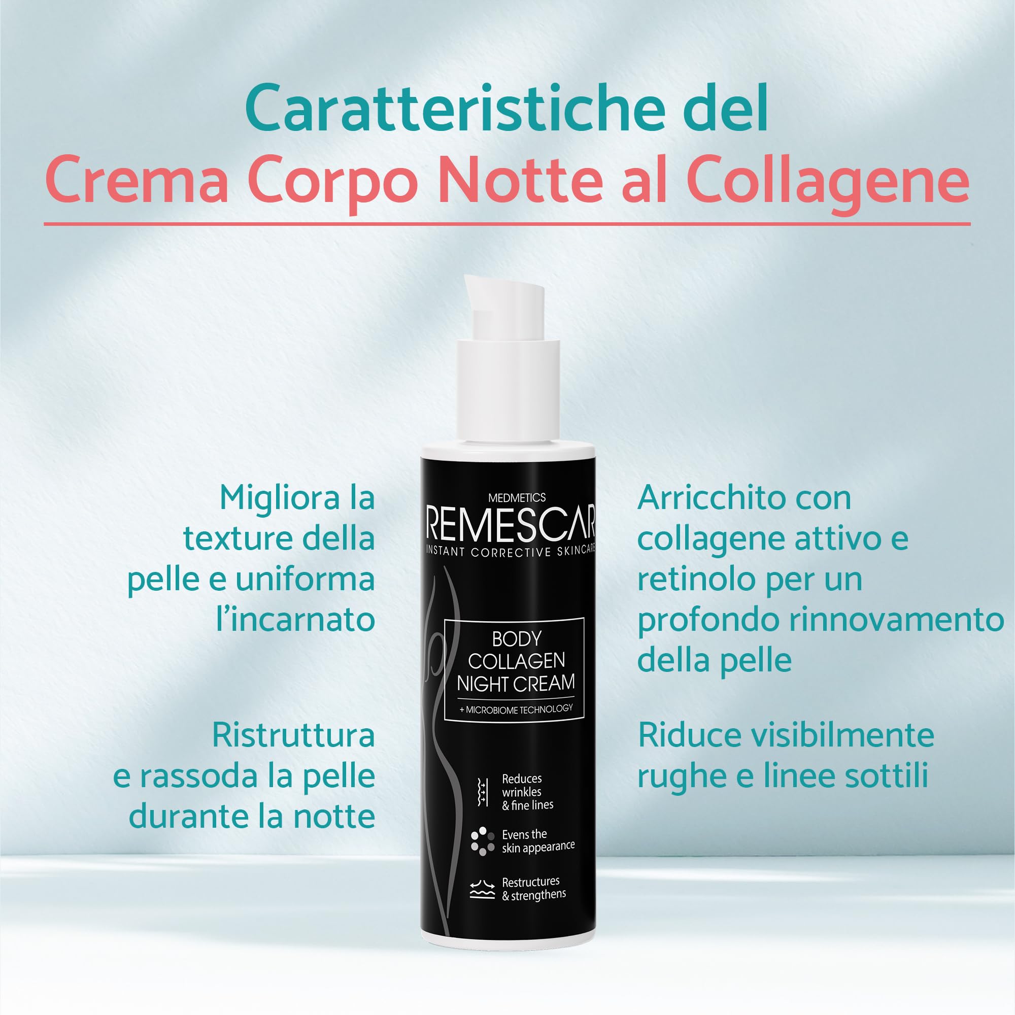 Remescar Crema Giorno Collagene + Notte Rigenerante – Duo Idratante Quotidiano – Migliora Elasticità, Tonicità, Morbidezza Cutanea – Tecnologia Microbioma – 2 x 200 ml