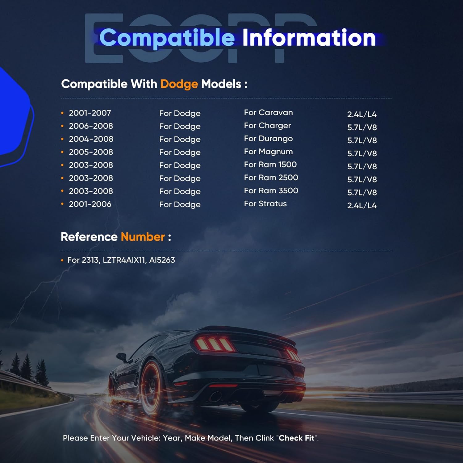 ECCPP Spark Plug Platinum Iridium Fit for 2007-2008 for Chrysler for Aspen 5.7L/V8,2001-2007 for Dodge for Caravan 2.4L/L4 Replacement for 2313,LZTR4AIX11 (16 Spark Plugs)