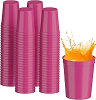 Vista 9 de PartyPrints Paquete de 100 vasos de plástico en blanco reutilizables de 16 onzas, color azul real, vasos para estadios a granel, libres de BPA