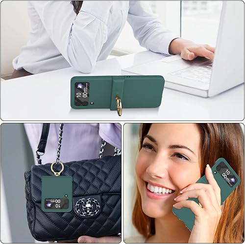 Miniatura 8 de Funda compatible con Galaxy Z Flip 4 con protección de bisagra y soporte de anillo, funda protectora delgada y fina para Samsung Z Flip 4 5G (morado)