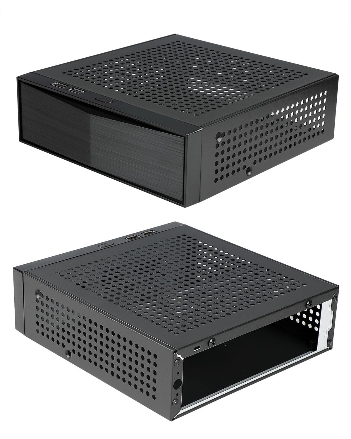 Custodia Mini ITX, SFF Small Form Factor, telaio per computer Mini Tower ideale per HTPC, pannelli ventilati SECC da 0,6 mm, custodia per PC da gioco adatta a schede madri Mini ITX (6,7 "x 6,7") e