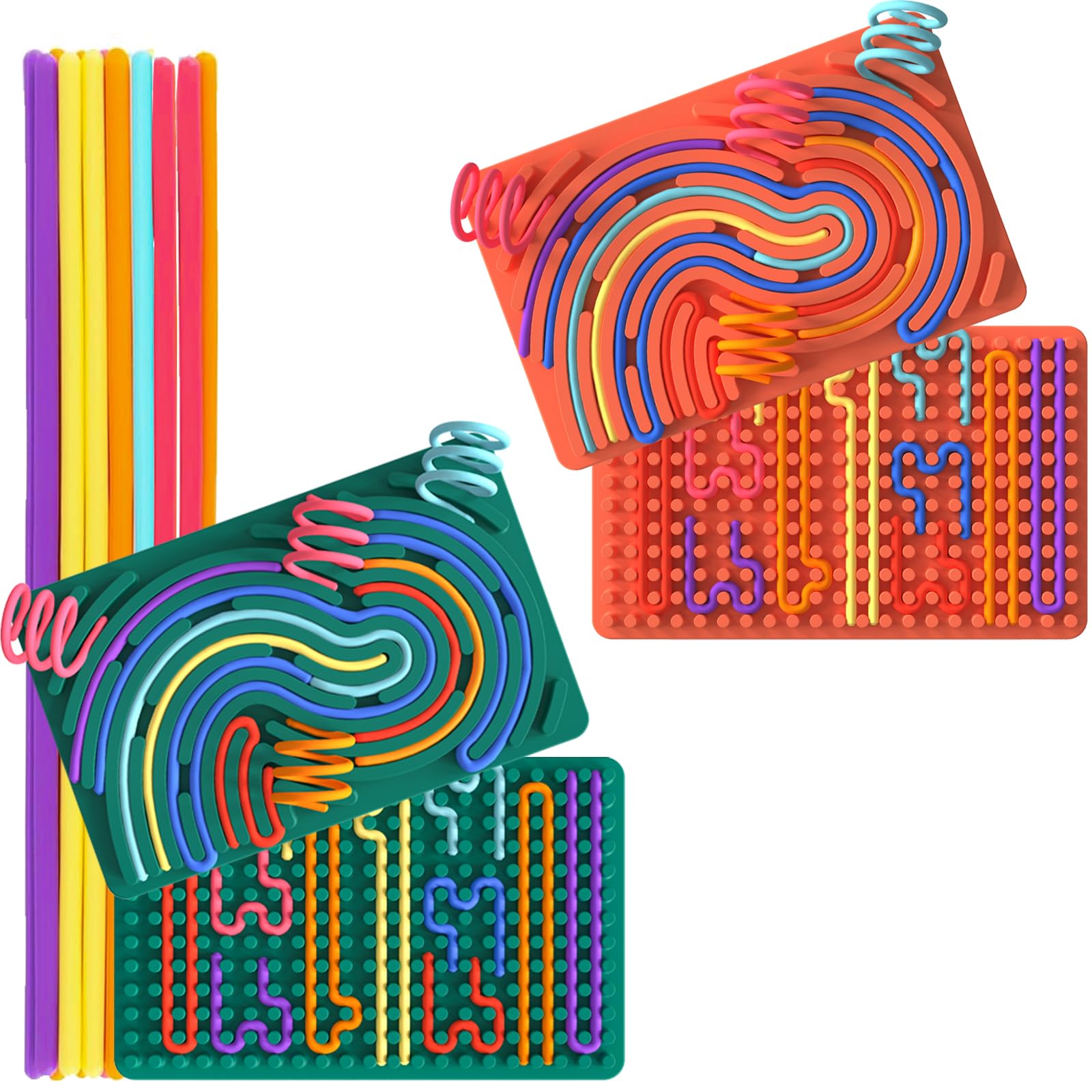 2Packs Sensory Activity Board, Silicone Fidget Toy Sensory Fidget Toys for Kids, Silicone Fidget Toy Sensory Fidget Toys for Kids Stocking Stuffers