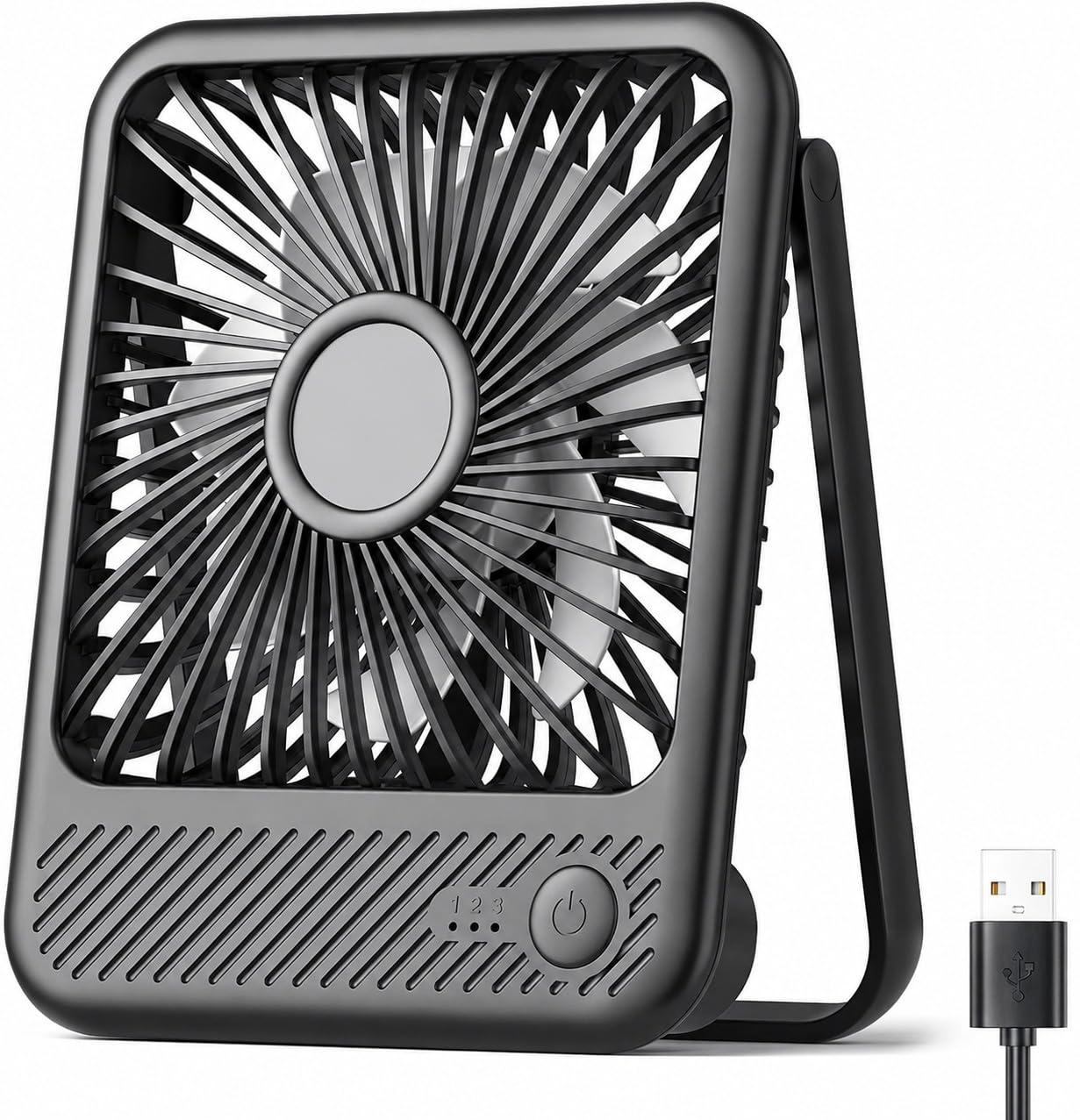Koonie USB Desk Fan, Strong Wind Ultra Quiet Small Mini Fan, Black 5 inch Mini Black