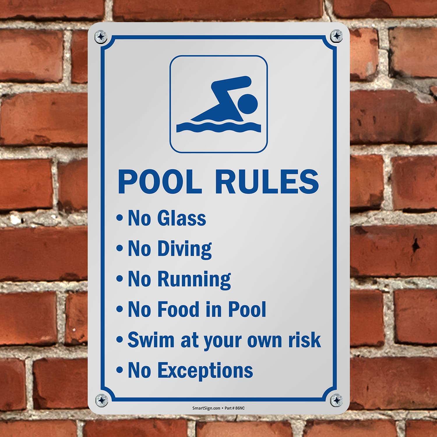 SmartSign Letrero con texto en inglés "Swimming Pool Rules" (25,4 x 38,1 cm)