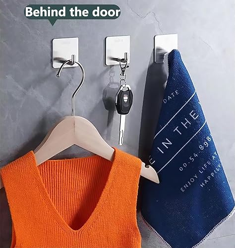 Miniatura 4 de BULIBIU Ganchos de pared de acero inoxidable, resistente al agua, perchero, toallero, gancho para perforar, soporte adhesivo para cocina, baño,