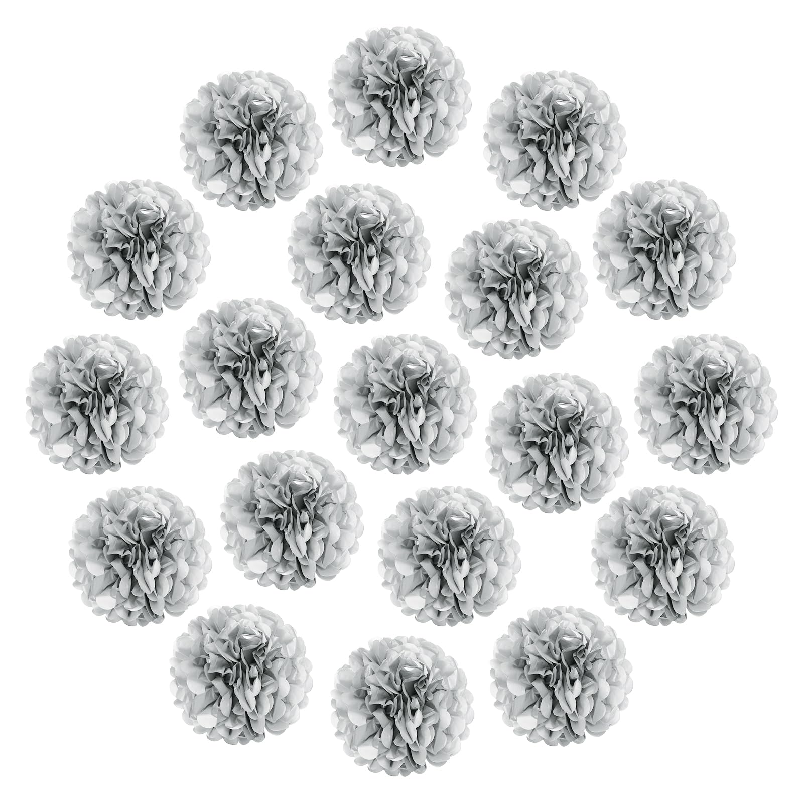 sourcing map 20Pcs Tissue Paper Pom Poms, 20cm Colorful Large Paper Flowers Wall Decorations for Fiesta Party Birthday Wedding Silvery