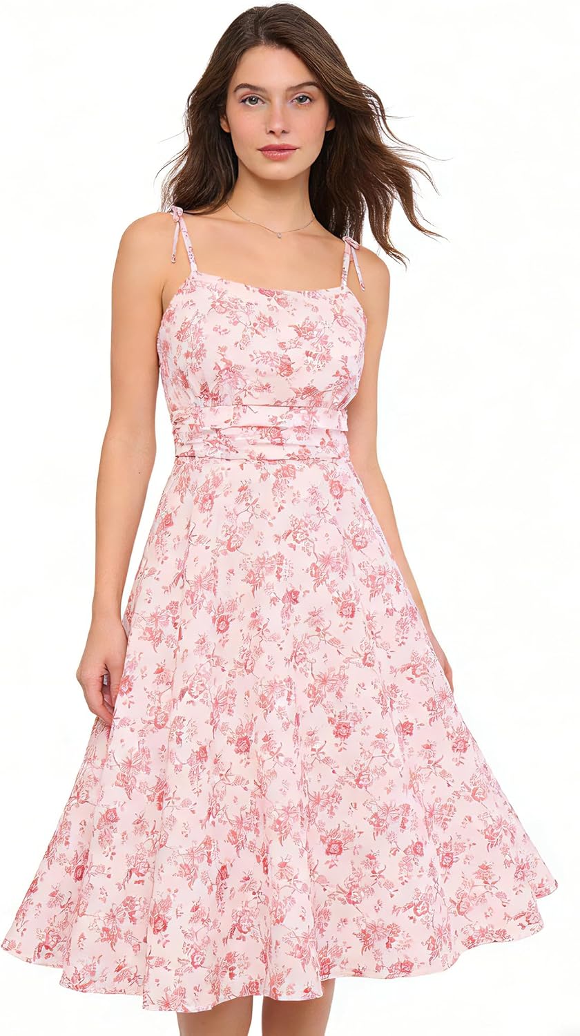 Belle Poque 2026 Summer Dress for Women Spaghetti Strap Flowy Midi Beach Sundress Vintage Wedding Guest Cocktail Dress - Image 5