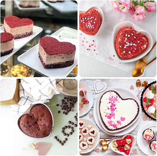 Miniatura 9 de Molde de aluminio para tartas en forma de corazón de 6 pulgadas para bodas, fiestas de cumpleaños, molde pequeño en forma de corazón para 1-2