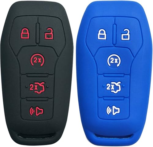 Miniatura 10 de Coolbestda Funda protectora de silicona para llavero de 2 piezas, soporte remoto para Ford Explorer Edge Mustang F-150 Fusion Lincoln MKZ MKC