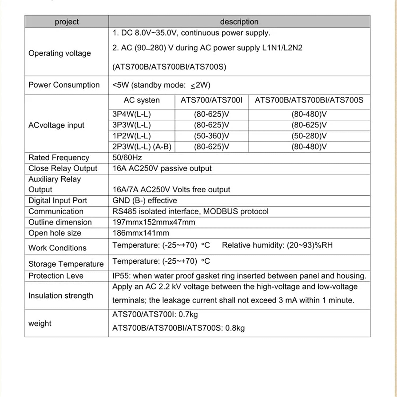 ATS700 Generator ATS Controller Intelligent Dual Power Supply Synchronous Switch Control Module RS485 Interface 1Pcs