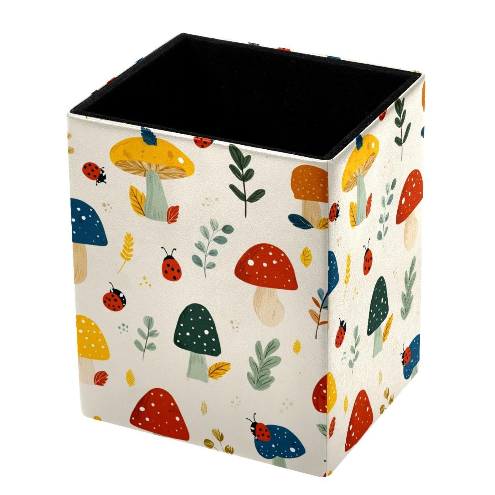 VAPOKF Pencil Holders for Desk, Mushroom Printed Pen Holders Pen Pot Makeup Brushes Storage Desktop Stationery Supplies Organiser for Home Office