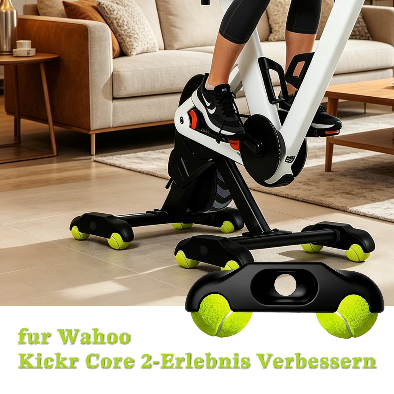 4 Stück Rocker Plate Feet für Wahoo Kickr Core 2 Rollentrainer mit 8 Tennisbällen, Tragbarer Wippplatten-Fahrradtrainer, Indoor Cycling Snap Rocker Feet Adapter fur Indoor-Cycling, Stille-Übung, Mehr