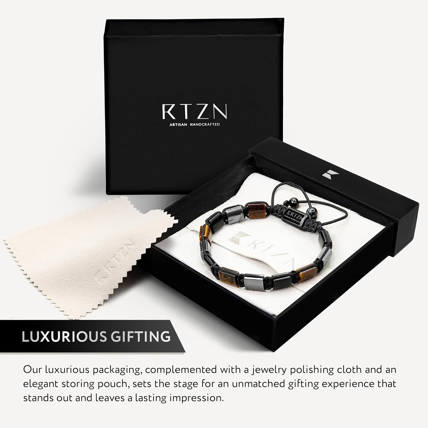 RTZN® Triple Protection Bracelet for Men – Premium Artisan Handcrafted Authentic Tiger Eye, Black Obsidian & Hematite Bracelet for Men – 8mm Protection Stones Mens Bead Bracelets - Image 5