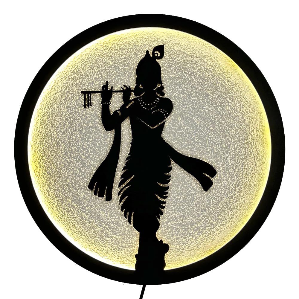 Krishna LED Backlit Wall Lamp | Moon Wall Light & Room Décor Wall Lights for Home Decoration | Wall Lamps for Living Room & Bedroom | No Adapter Required-image-4