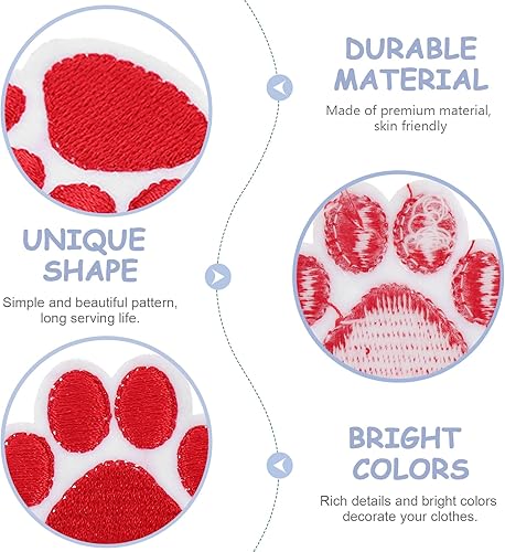 Miniatura 6 de 10 Uds. De La Pata De Gato Estampado Animal DIY Bordado Apliques Hierro- en Parche Rojo