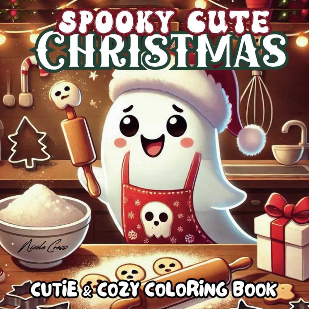 Spooky Cute Christmas: Cozy Coloring Book for Adults & Teens with Adorable Ghosts in Spooky Holiday Scenes for Relaxing Fun