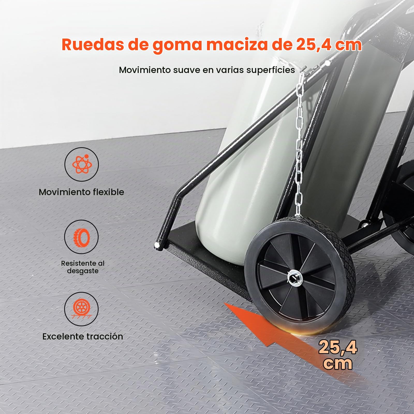 VEVOR Carro para Dos Cilindros de Soldadura, Carro para Tanque de Oxígeno y Acetileno, Ruedas Sólidas de 254 mm y Cadenas de Seguridad para Almacenamiento de Tanques, 500 x 720 x 1120 mm, Negro