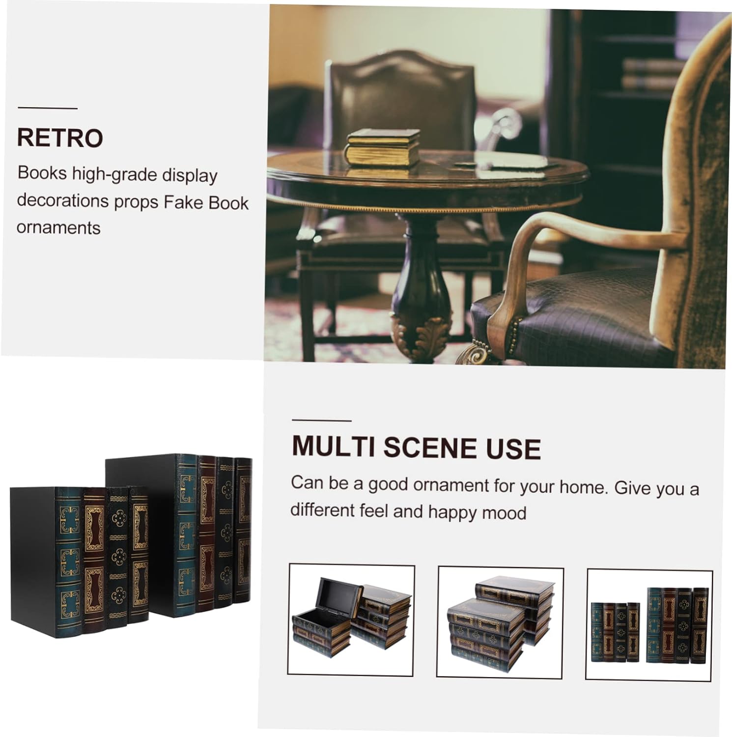 2Pcs Creative Simulation Book Ornaments Decorative Fake Book Decorations for Stylish Box Décor for Shelves Centerpieces and Photo Props