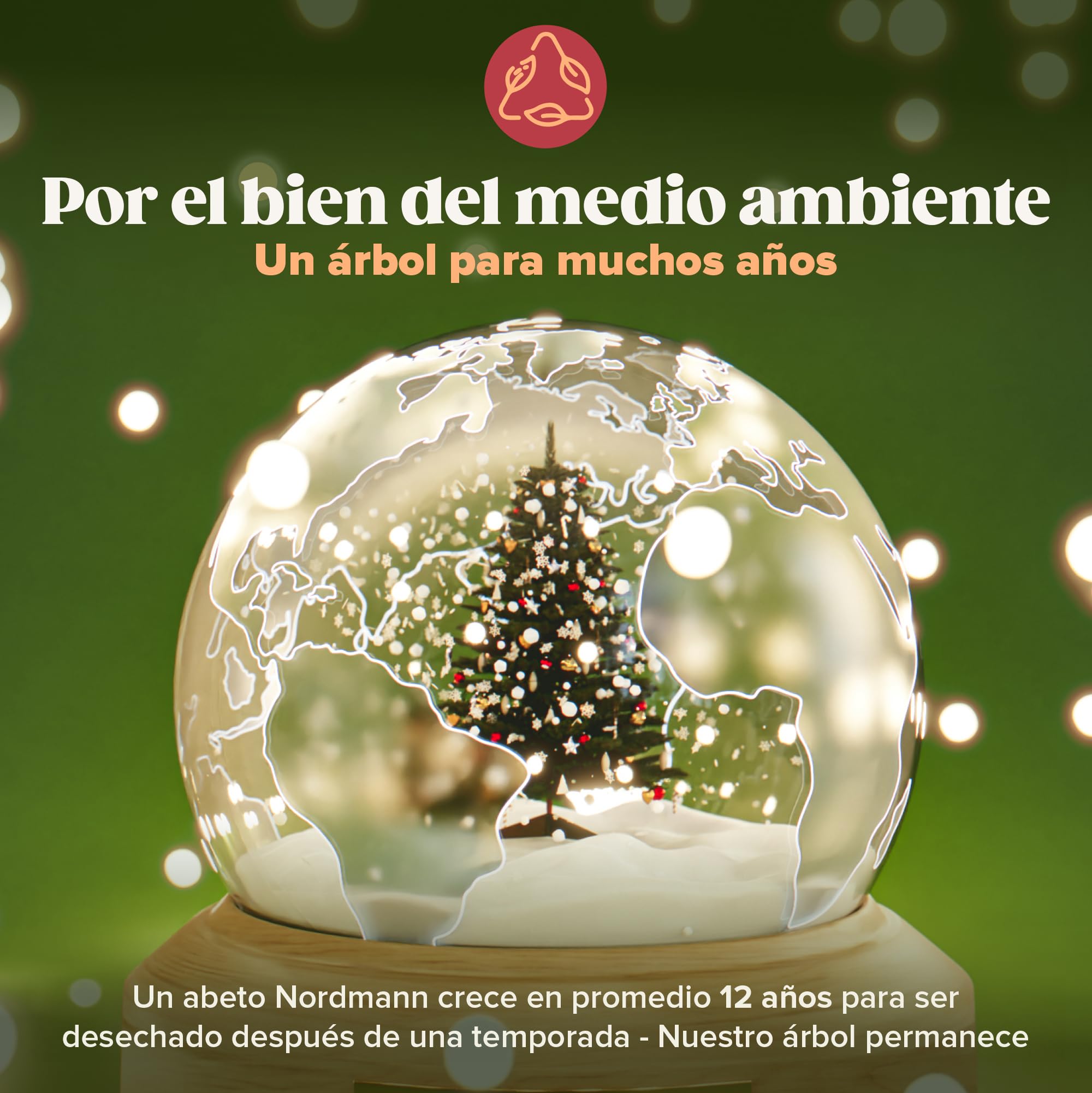 Árbol de Navidad Artificial Premium 150 cm - Ganador de la Prueba - Realismo Excepcional, Ramas Gruesas, Incluye Soporte de Madera y Bolsa de Almacenamiento – Pure Living