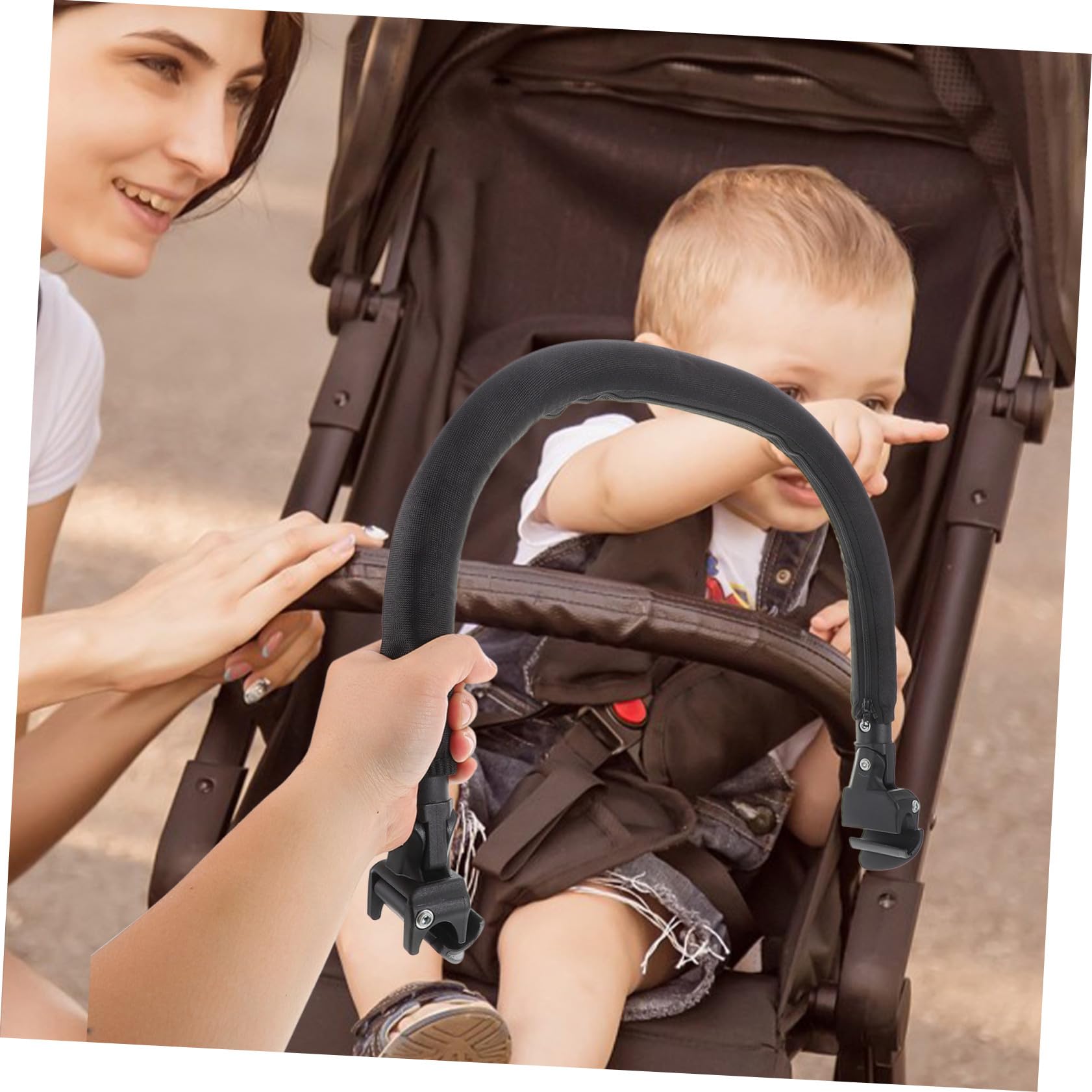 Didiseaon Barra Transversal del Cochecito para Ñiño y Niño Pequeño, Accesorio Negro de Metal y Espuma Instalación Simple, Práctico para Silla de Paseo
