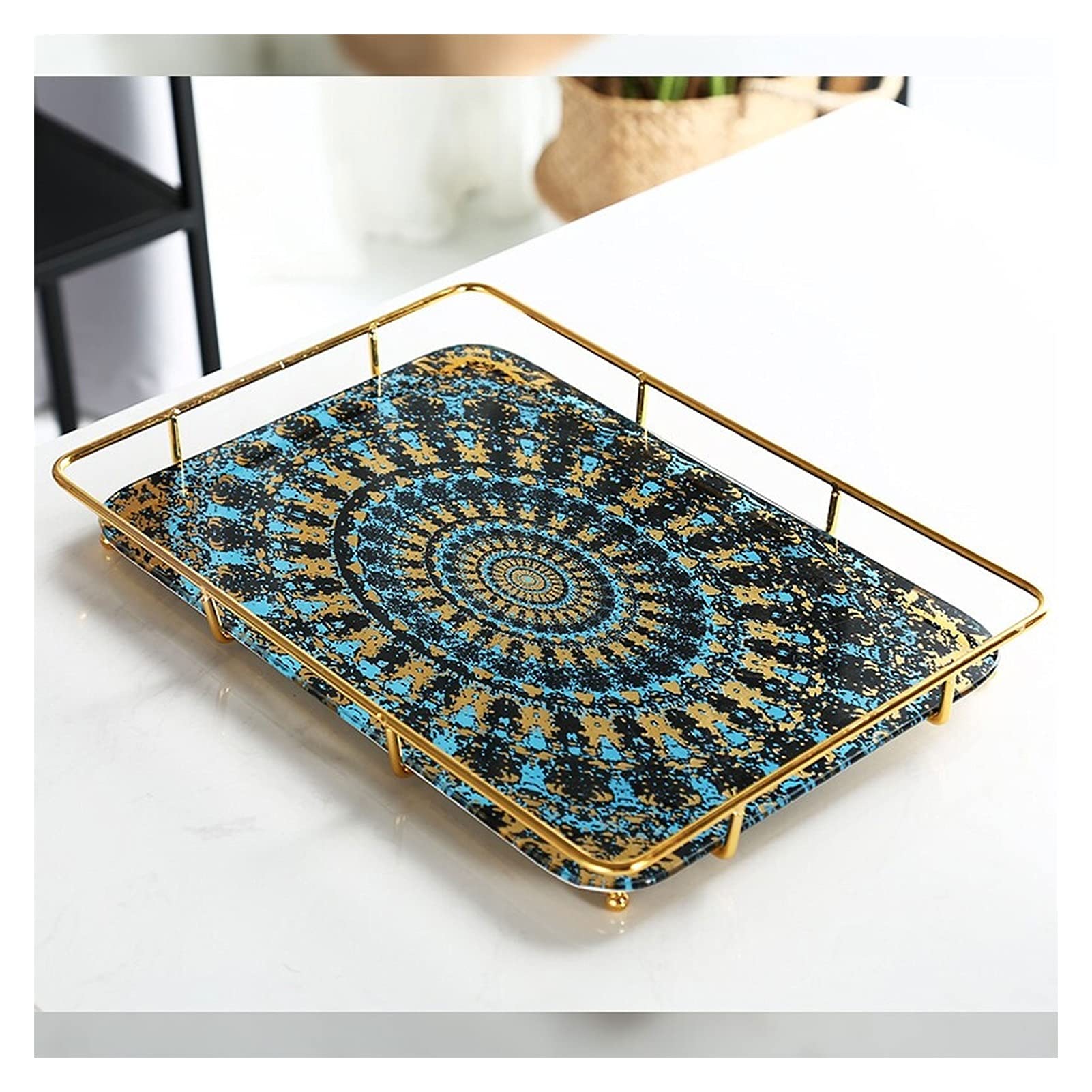 Plateau en céramique effet marbre pour bijoux et cosmétiques