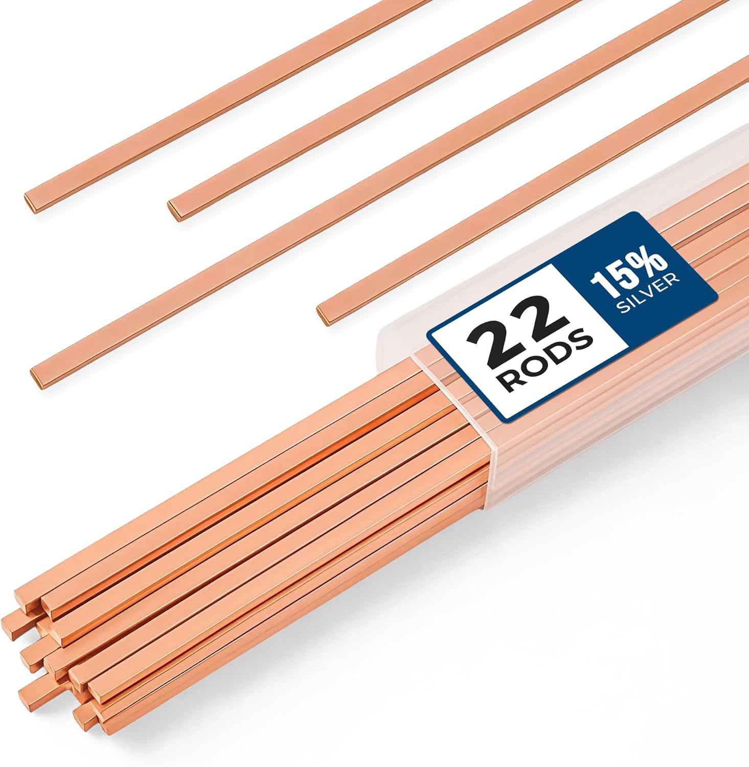 22 PCS Brazing Rods AWS BCuP-5 15% Silver Solder Phos Copper Brazing Alloy Flat Welding Rods 0.050"x1/8"x10" for HVAC, Refrigeration, and Industrial Applications