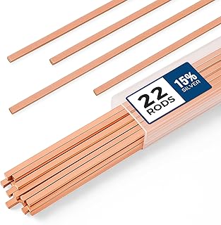 22 PCS Brazing Rods AWS BCuP-5 15% Silver Solder Phos Copper Brazing Alloy Flat Welding Rods 0.050"x1/8"x10" for HVAC, Refrigeration, and Industrial Applications