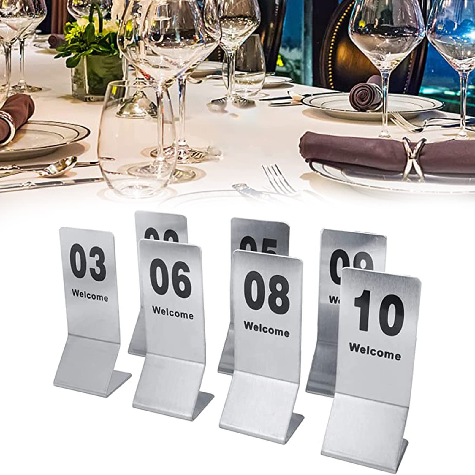 Tabliczka na biurko, cykliczne numery stołowe, metalowe tabliczki numeryczne, stały numer stołu, numer stołu ze stali nierdzewnej używany w restauracjach, barach, imprezach, matrycach