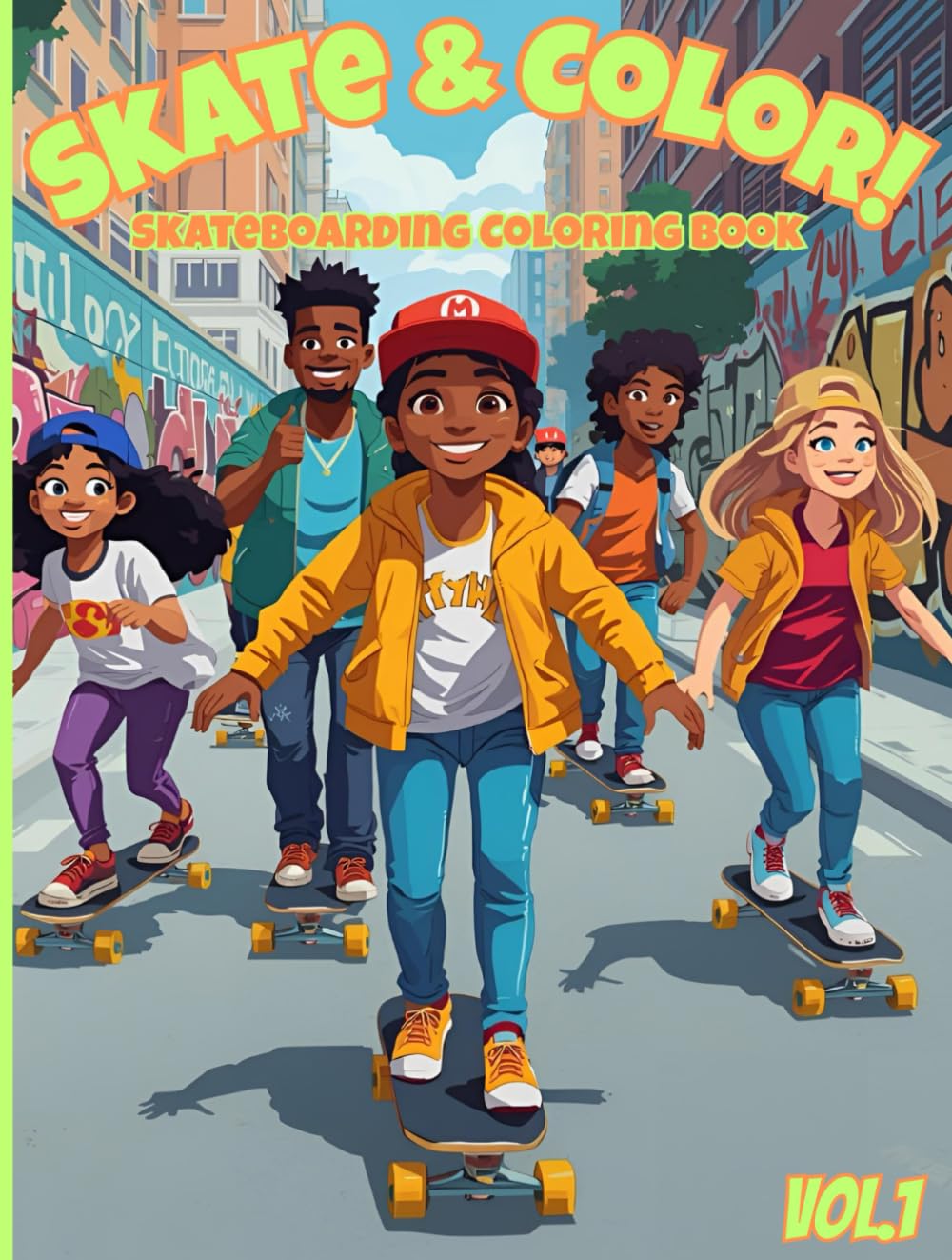 Skate & Color!: Coloring Book featuring awesome skateboarding trick illustrations to be colored for young skateboarding enthusiasts. (Skate & Color! Skateboarding Coloring Book)