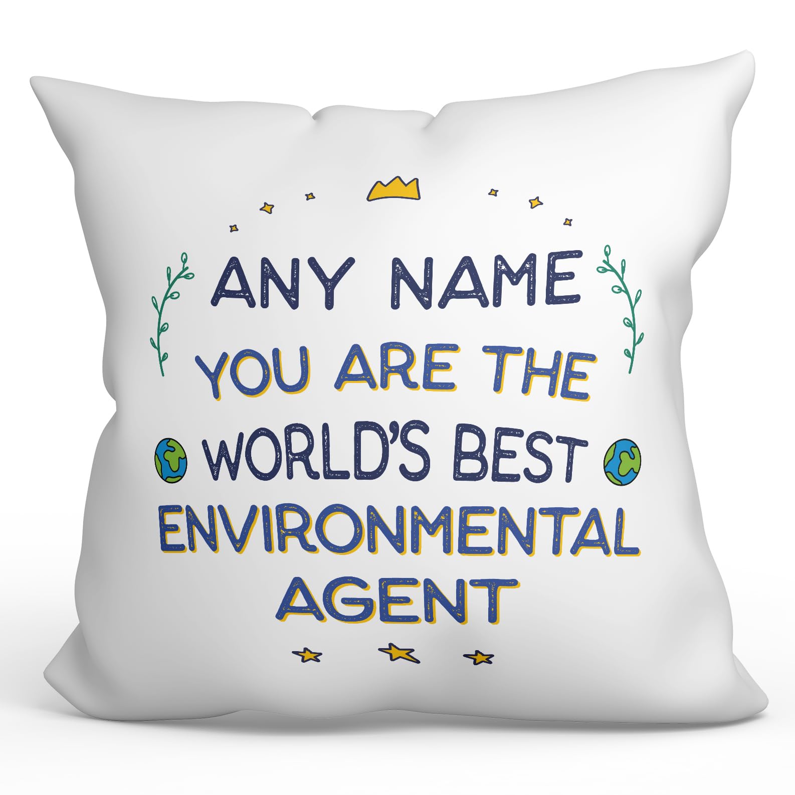 MUGFFINS Personalised Cushion for ENVIRONMENTAL AGENT Padding included - in English - World's Best - Funny custom gift - Pillow: cover and filling 15.7x15.7 inches โ image 1
