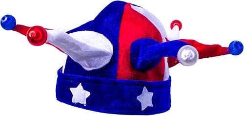 Miniatura 7 de Windy City Novelties Paquete de 2 sombreros de bufón iluminados de Estados Unidos, recuerdos de fiesta del 4 de julio, rojo, blanco y azul, para