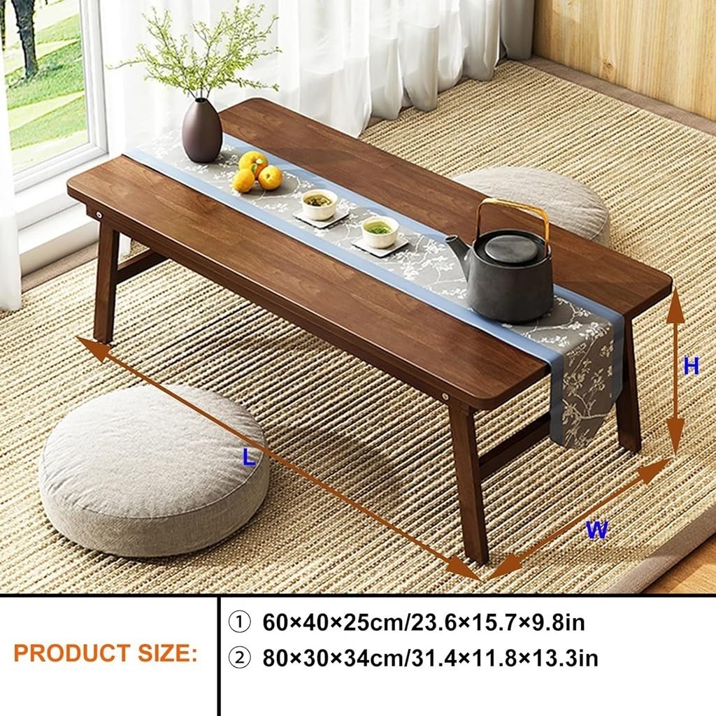 Klappbarer multifunktionaler japanischer Boden-Teetisch, antiker Tisch mit klappbaren Beinen, niedriger Tisch, Tatami-Tisch, Zen-Teetisch for Wohnzimmer, Büro (Size : 80x40x34cm)