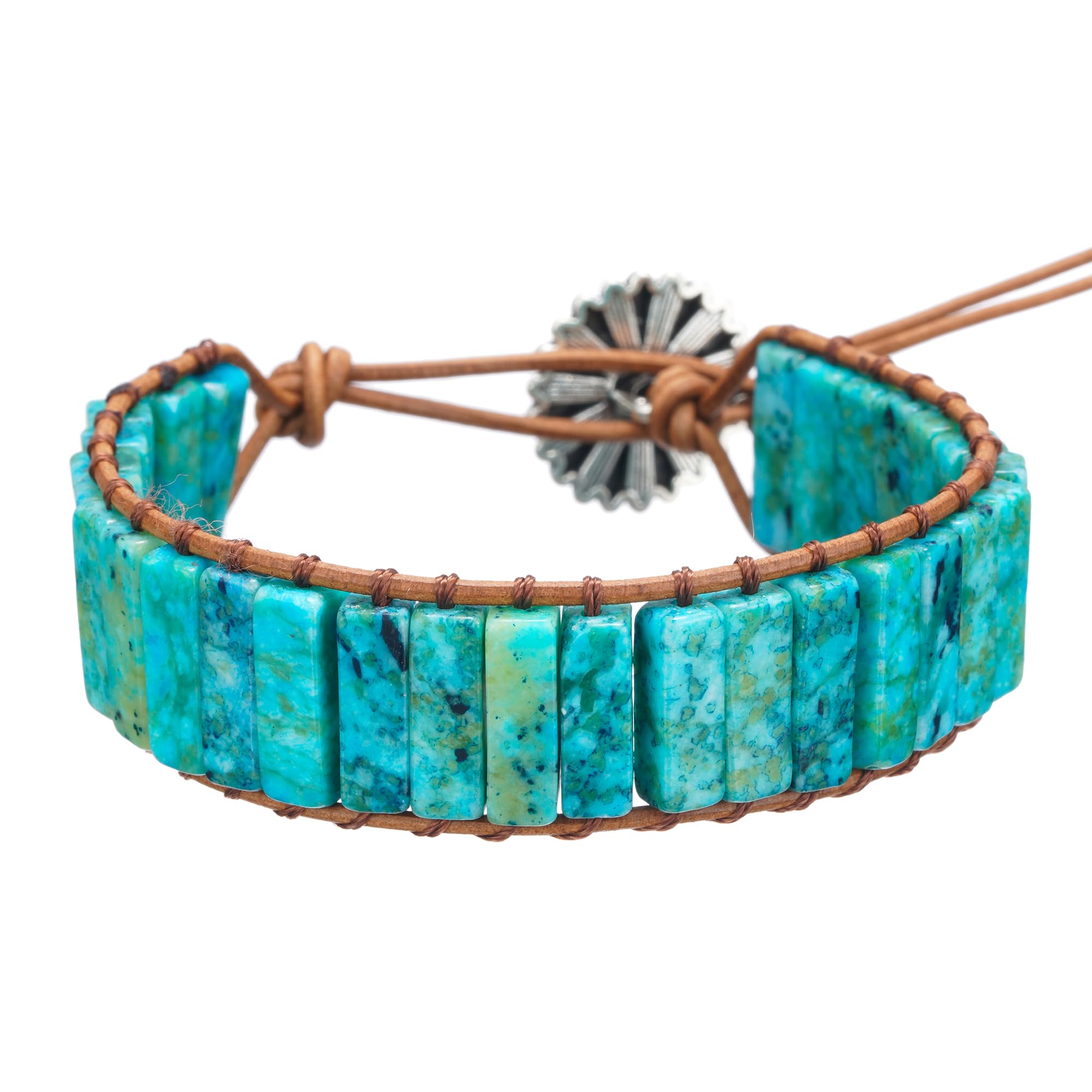 Plumiss Women Boho Handmade Natural Stone Crystal Leather Bead Wrap Bracelets Collection