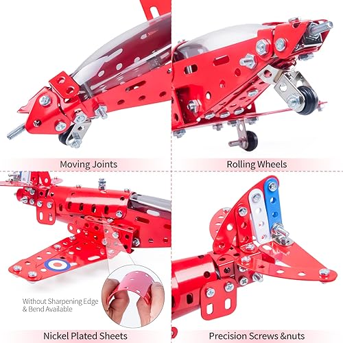 Miniatura 4 de STEM - Kit de avión de modelo ensamblado, 201 piezas STEM Proyectos Kits de construcción de aviones para niños de 8 a 12 años, kit de modelo