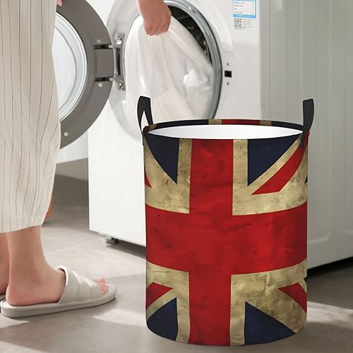 Miniatura 6 de Cesta de lavandería con estampado de bandera británica, impermeable, con asa, plegable, cesta organizadora circular portátil para cocina, sala de
