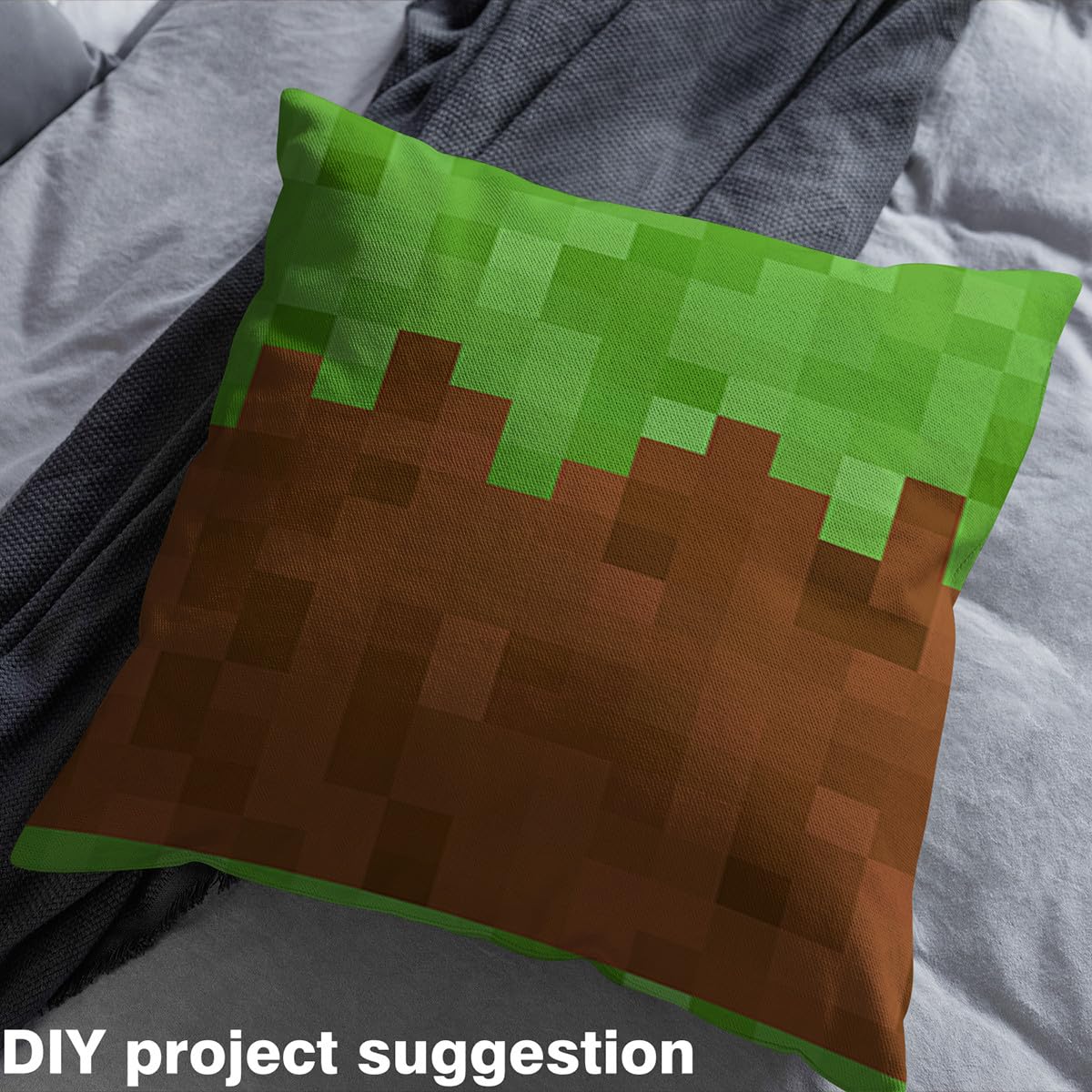 Homemissing Pixel Spiel Stoff 276x150cm für Stühle Grün Braun Camo Stoff Meterware Cartoon Dekorative Polsterstoff