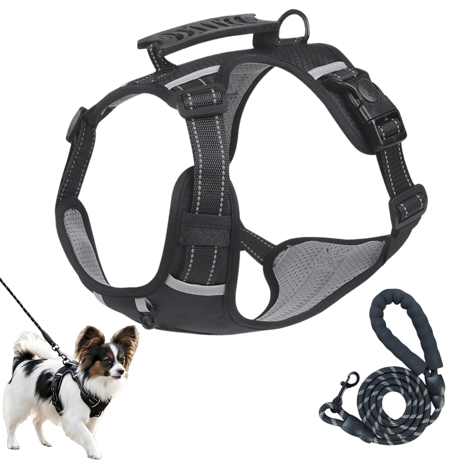 Resistente al Desgaste Arnés Perro Pequeño, Ajustable Arnes Perro Antitirones, Arnes Perros Mediano/Pequeños/Grande, Dog Harness Correa Antitirones Perros para Adiesreamiento Correr (S)