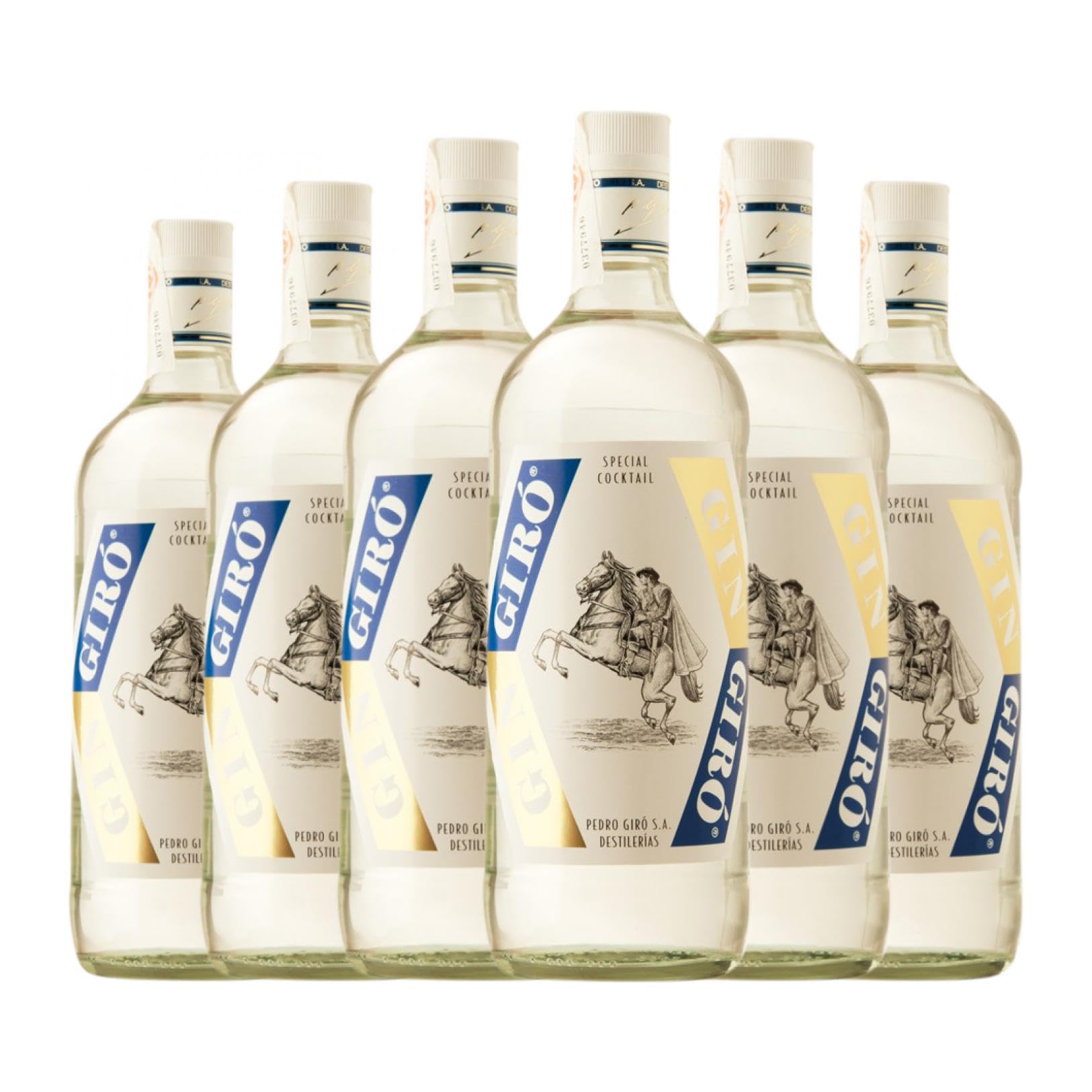 Ginebra Giró Gin Botella Misil 1 L (Caja de 6 Botella Misil de 1 L)