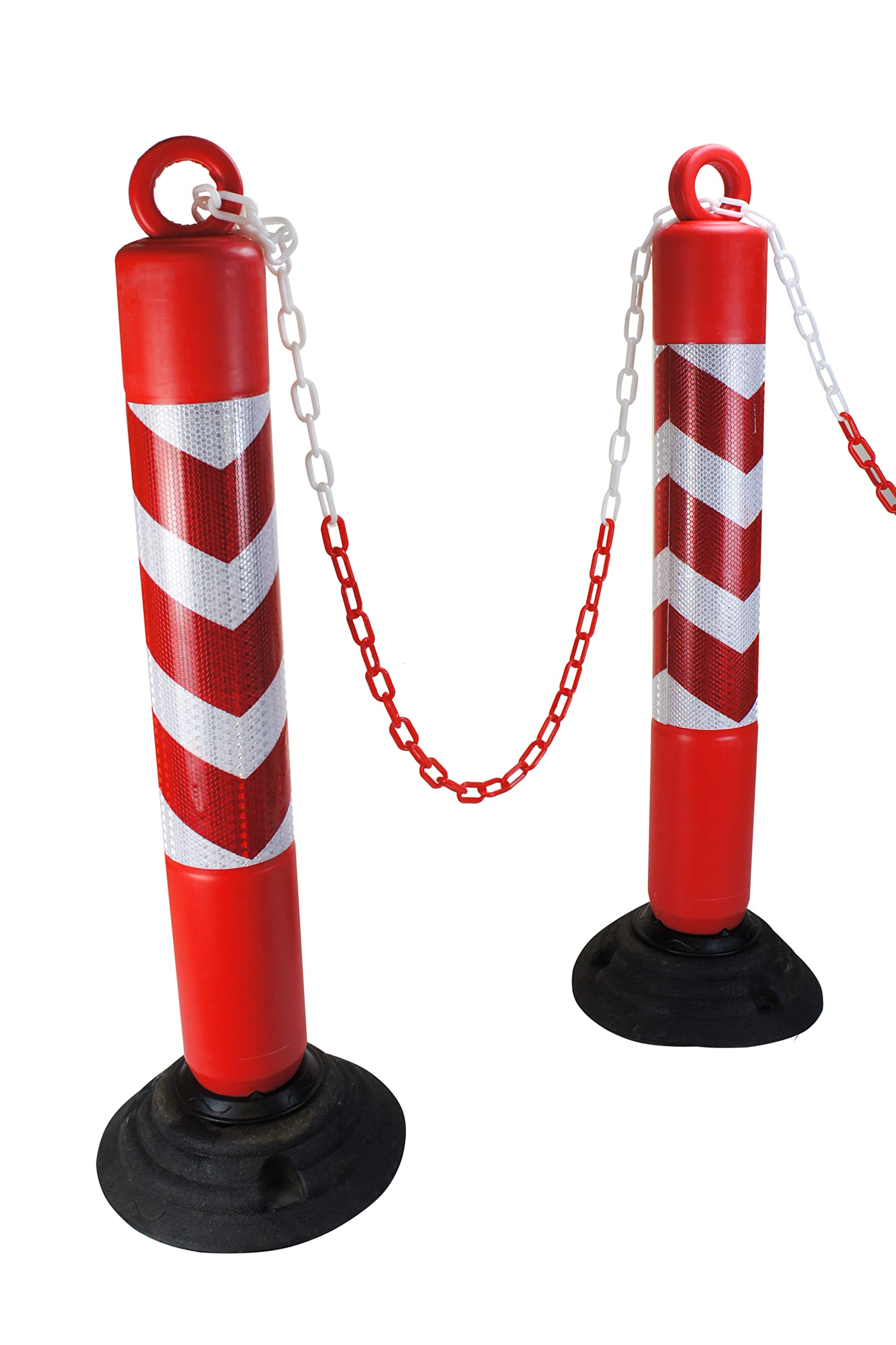 Chaîne d'arrêt de 50 m - Rouge et blanc - Chaîne en plastique dans un sac - Chaîne à maillons de 6 mm - Résistant aux UV et au gel - Sécurité de chantier