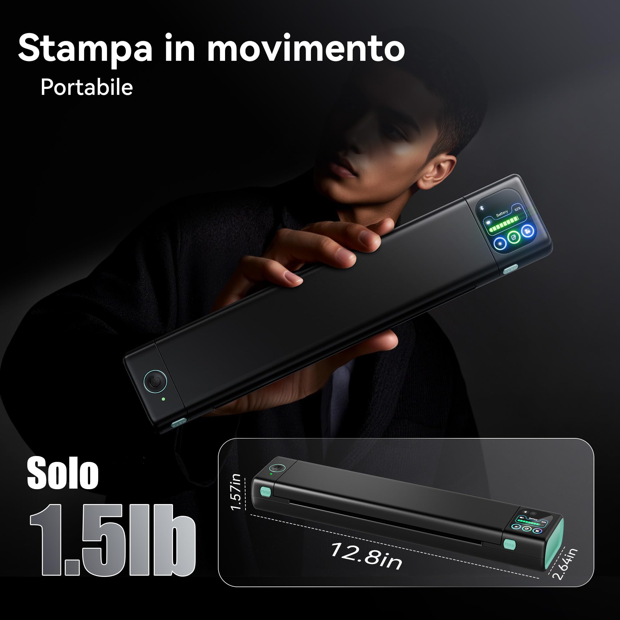 Phomemo Schermo Touch Stampante Portatile A4, Stampante Termica Compatibile con iPhone/PC/USB, Wireless Bluetooth, Stampa Contratti/Ricevute/Documenti, Senza Inchiostro Stampa in Nero e Bianco (M08D)