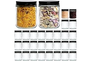 ELEGANT ROUND CANDLE GLASS JARS W/ SEALABLE LIDS X30